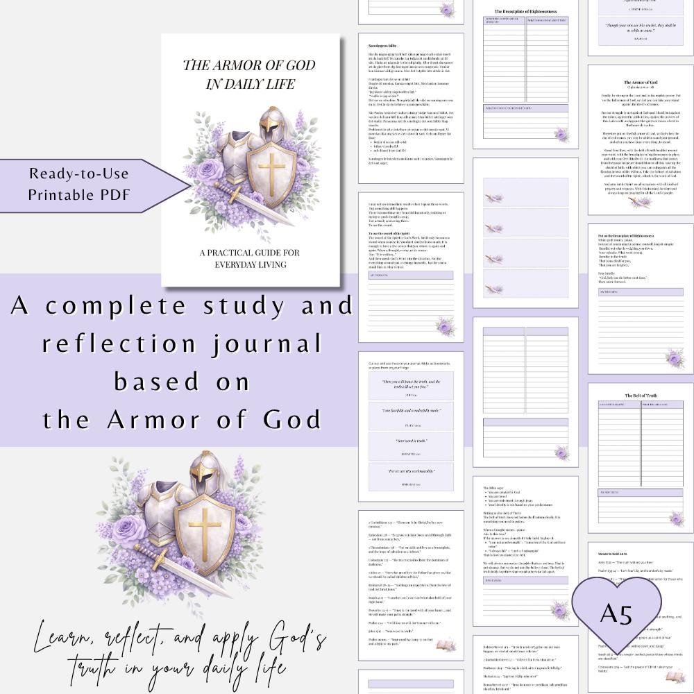 Armor of God Bible Study Journal Printable | Christian Workbook PDF ...