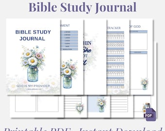 Bible Study Journal Printable | Christian Bible Study Workbook | SOAP Method, Prayer and Reflection Pages PDF