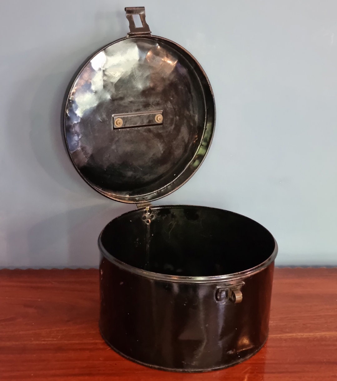 Antique Military Metal Hat Box Etsy