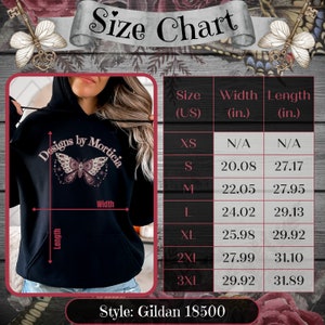 a women's size chart for a hoodie