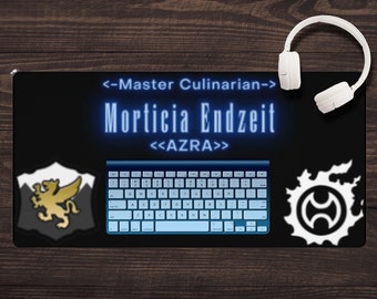 Custom ffxiv character title, name, and fc tag desk mats with main class logos