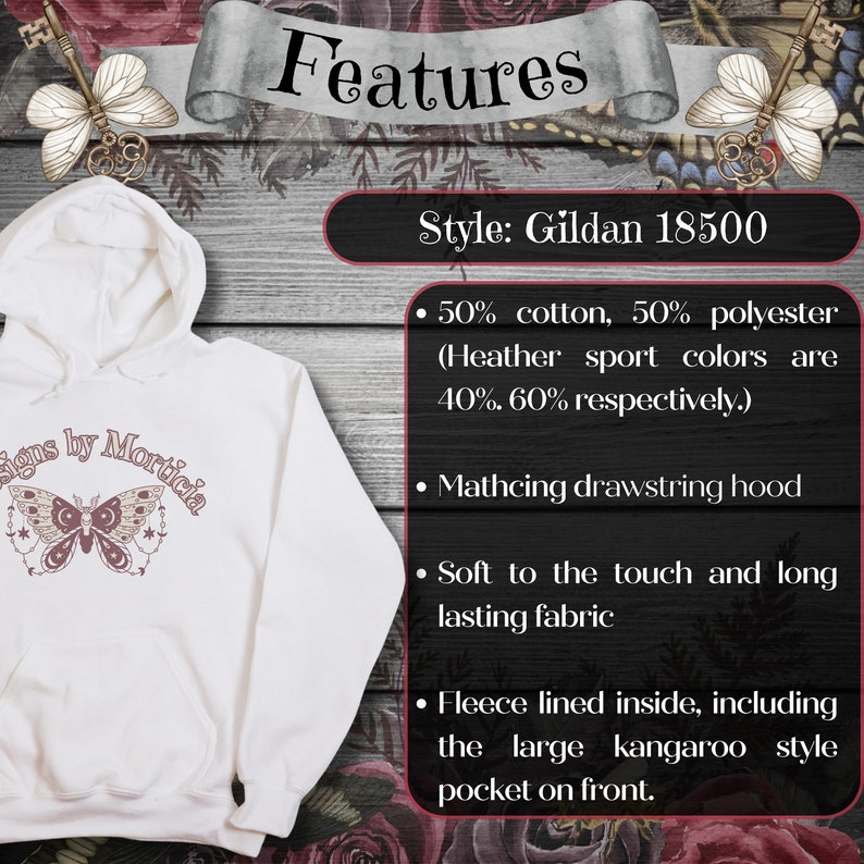 a white hoodie with a butterfly on it