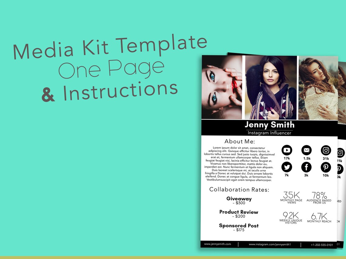 Media Kit Template Blogger Media Kit A4 Size Print Press - Etsy