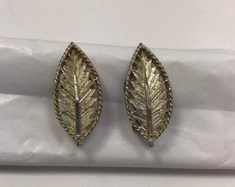 Vintage BSK Enamel Metal with Crystals Leaf Clips For Earrings Shoe or Scarf