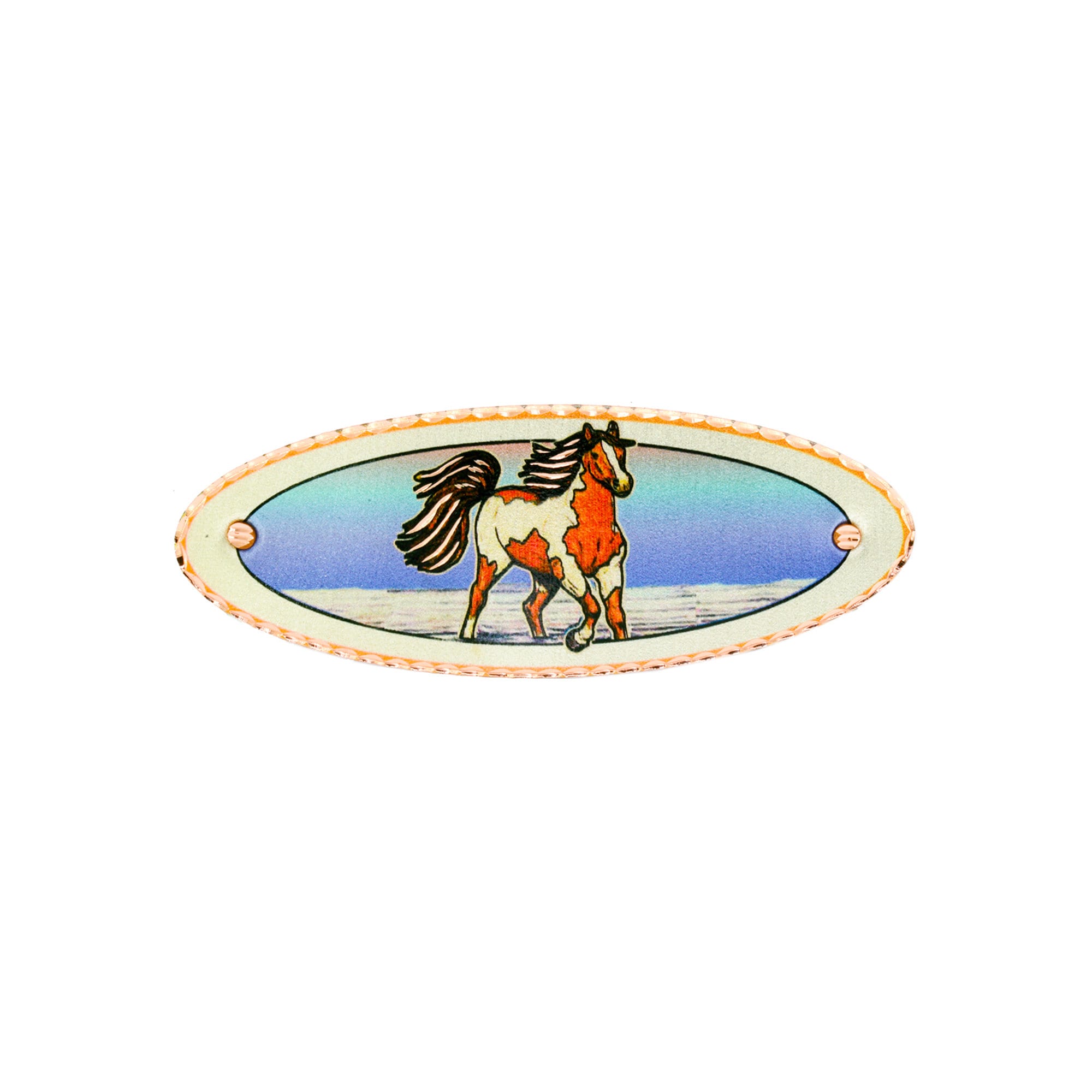 Hand Crafted Copper Horse Pony Barrette Horse Hair Clip, Cute Pony Barrette, Farm Claw Clip, Country  main image 3