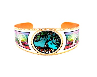 Artisan Copper The Tree of Life Bracelets, Open-ended  Bracelets Cuff, Tree Bracelets. Tree Jewelry, Tree of Life Gifts
