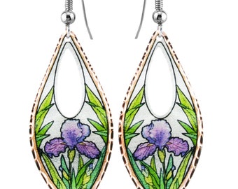 FRONT LINE SCHMUCK Handwerker Lila Lilie Blumen Ohrringe Frauen Lilie Osterohrringe Lilie Blumen Ohrringe Lilie Tropfen Ohrringe, Geschenk zum Muttertag