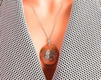 Handgefertigter Kupferschmuck Kupferanhänger Halsketten Zweifarbige Kupferhalskette Kupfer / silberfarbene Anhängerhalsketten Monther's Day Geschenke Mom
