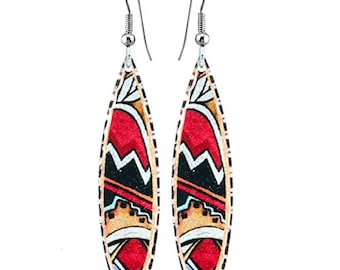 Artisan Copper Flower Earrings in Red/Blue/Yellow/Purple/Black SW Native Earrings Women Arrows Earrings Leopard/star/Sunburst