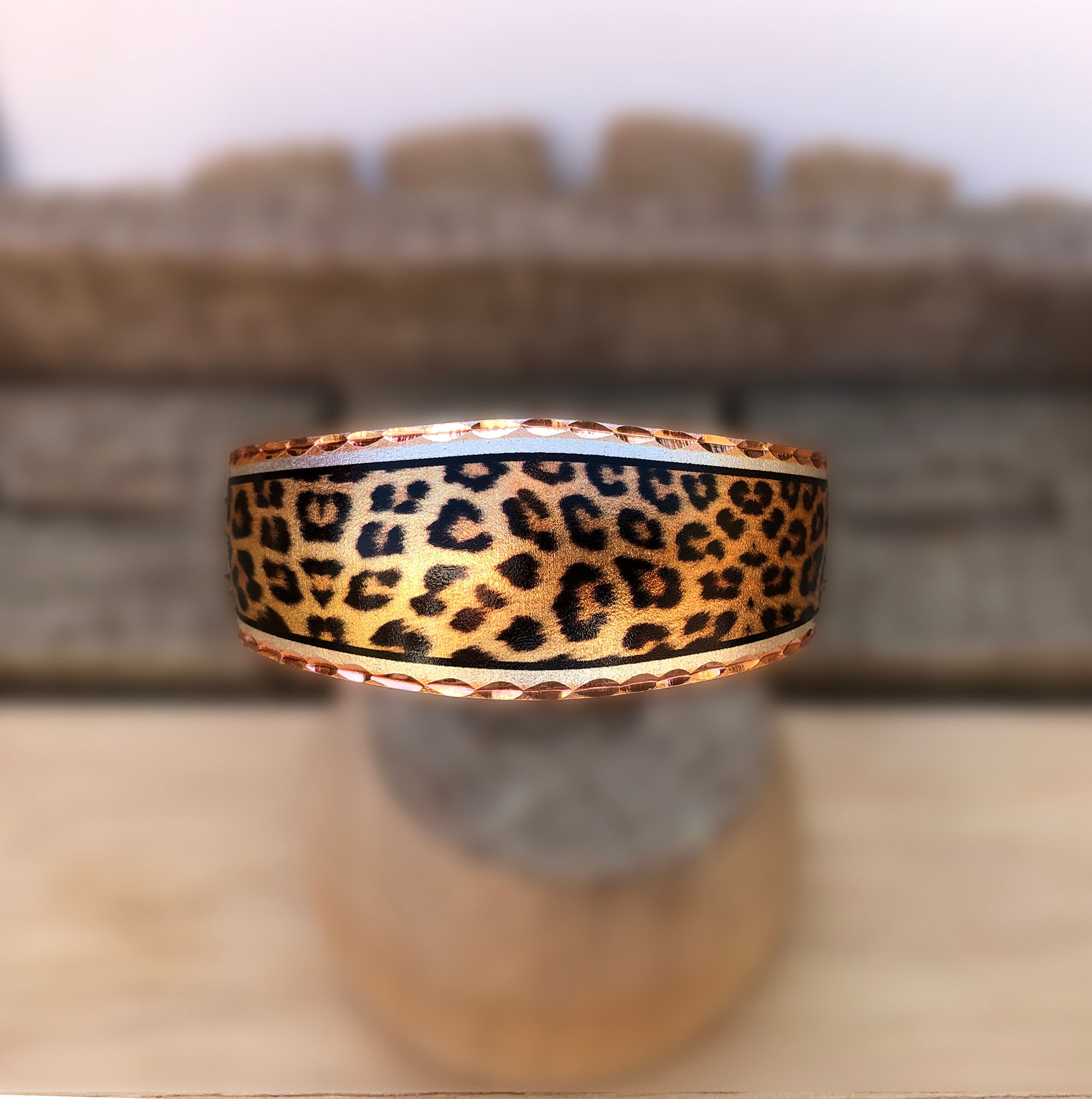 Leopard Print Cuff Bracelet Animal Print Bangle Copper Cheetah Bangle ...