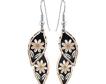 Handwerker Kupferblatt-Ohrringe – Gehämmerte Ohrringe Western Boho Feder-Ohrringe – Rotschwanz-Falke Baumeln Ohrringe Kupfer tragbare Kunst Schmuck