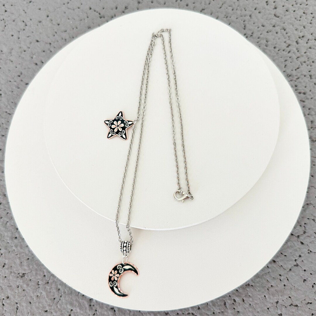Moon Star Necklace Cresent Moon and Star Necklaces Moon Star Pendant ...