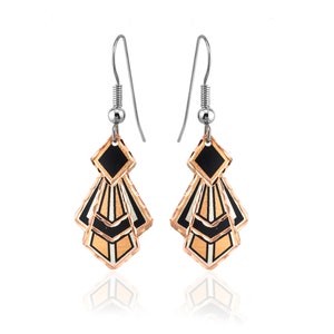 Handmade Art Deco Earrings Fan-Shaped Earrings Fan Earrings Art Nouveau Earrings Art Deco Jewellery Art Deco Drop Earring Trapezoid Earrings