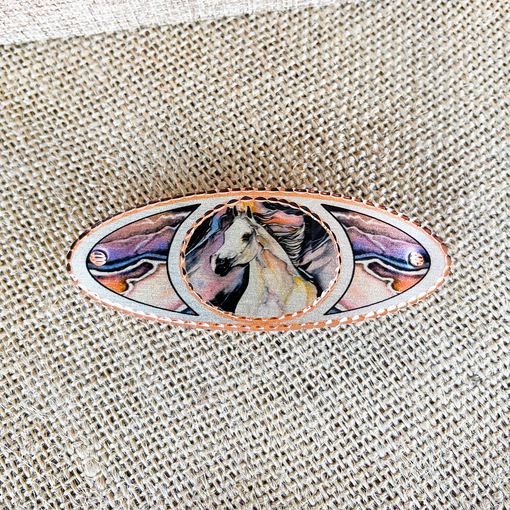 Hand Crafted Copper Horse Pony Barrette Horse Hair Clip, Cute Pony Barrette, Farm Claw Clip, Country  main image 4