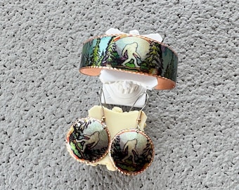 Handwerklich-gefertigte Kupfer Schmuck sasquatch Ohrringe sasquatch Armbänder Big Foot Sasquatch Geschenke Big Foot Geschenkideen-sasquatch Schmuck-Set