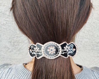 Accesorios para el cabello de cobre hechos a mano: pinzas para el cabello con diseño floral, pasadores para el cabello con flores, pinzas para el cabello francesas, joyas para el cabello con margaritas.