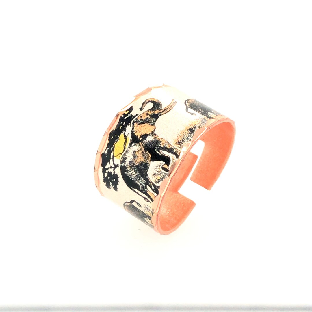 Artisan Crafted Adjustable Copper African Wildlife Elephant Rings for ...