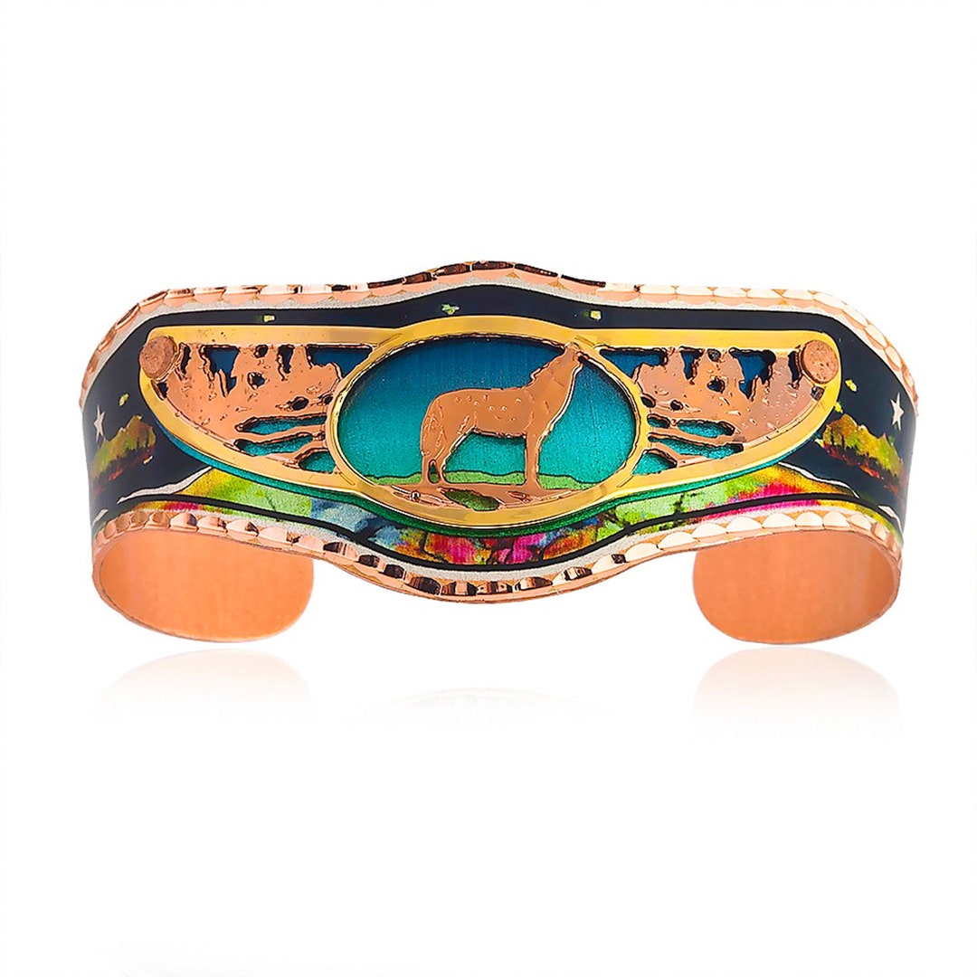 Handmade Copper Wolf Bracelets, Wolf Jewelry, Wolf Cuff, Wolf Gift