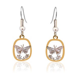 Gold Plated Copper Earrings Cutout Earrings Hummingbird Earrings  Butterfly/Dolphin/Cat/Angel/Horse Two-Tone Earrings  Two Tone Jewelry