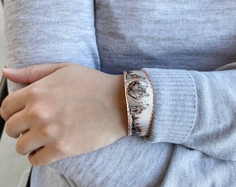 Handmade Wolf Copper Bracelet – Unisex Adjustable Cuff for Him & Her – Wolf Jewelry Gift – Rustic Wolf Head Bracelets – Wolf Christmas Gift