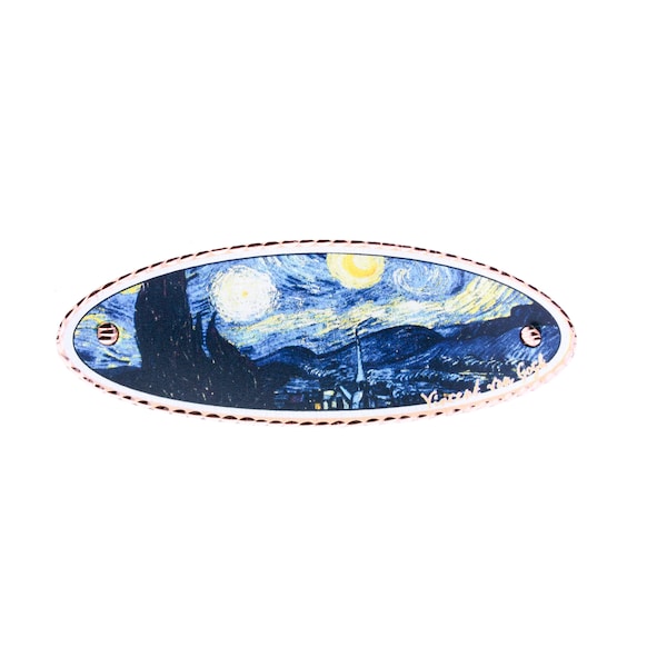 Artisan Copper Almond Blossom Oval Hair Clips, French Barrettes of Vincent  Van Gogh Starry Night  Painting with Beautiful Ocean Background