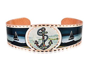 FRONT LINE SCHMUCK Handwerker-gefertigte Nautische Louisiana / Wunderliche Kupfer Armbänder Manschette Kunst Armbänder Große Sammlung von Nautischem Schmuck