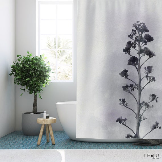 Botanial Shower Curtain Minimalist Tree Bathroom Decor Etsy