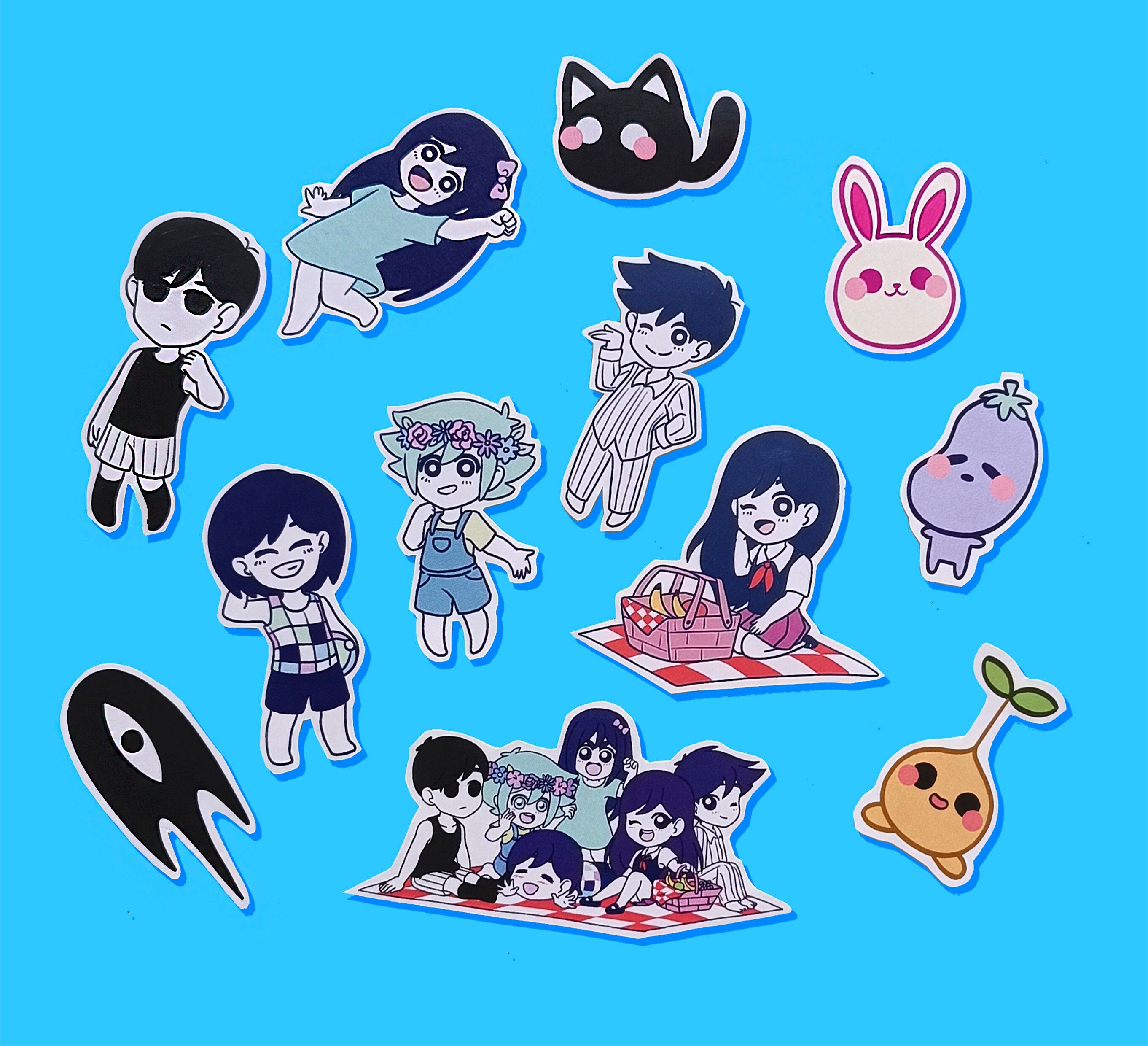 Omori RPG Game Sunny and Basil Perler Keychain or Magnet or Pin or Sprite