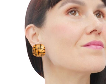 Organic Squares Domed Earrings, Artsy Statement Earrings, Brutalist  Earrings, Handcrafted Earrings, Gift for girlfriend