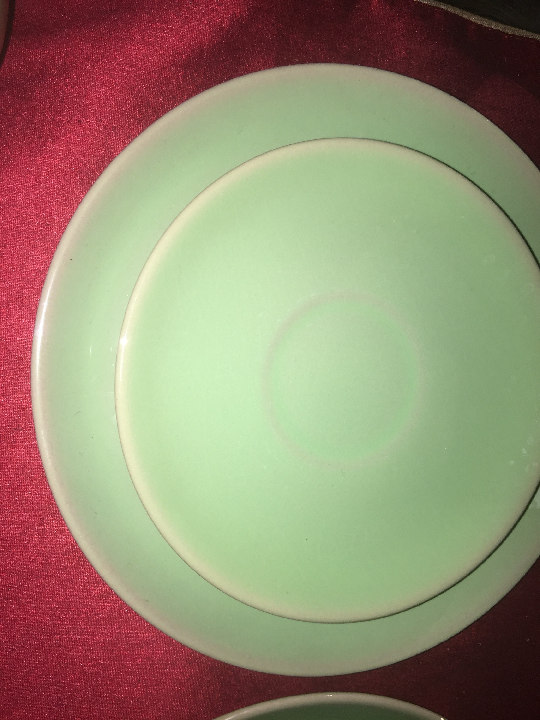 Stoneware Tea Cup Saucer and Desert Plate Set Green Pottery Etsy