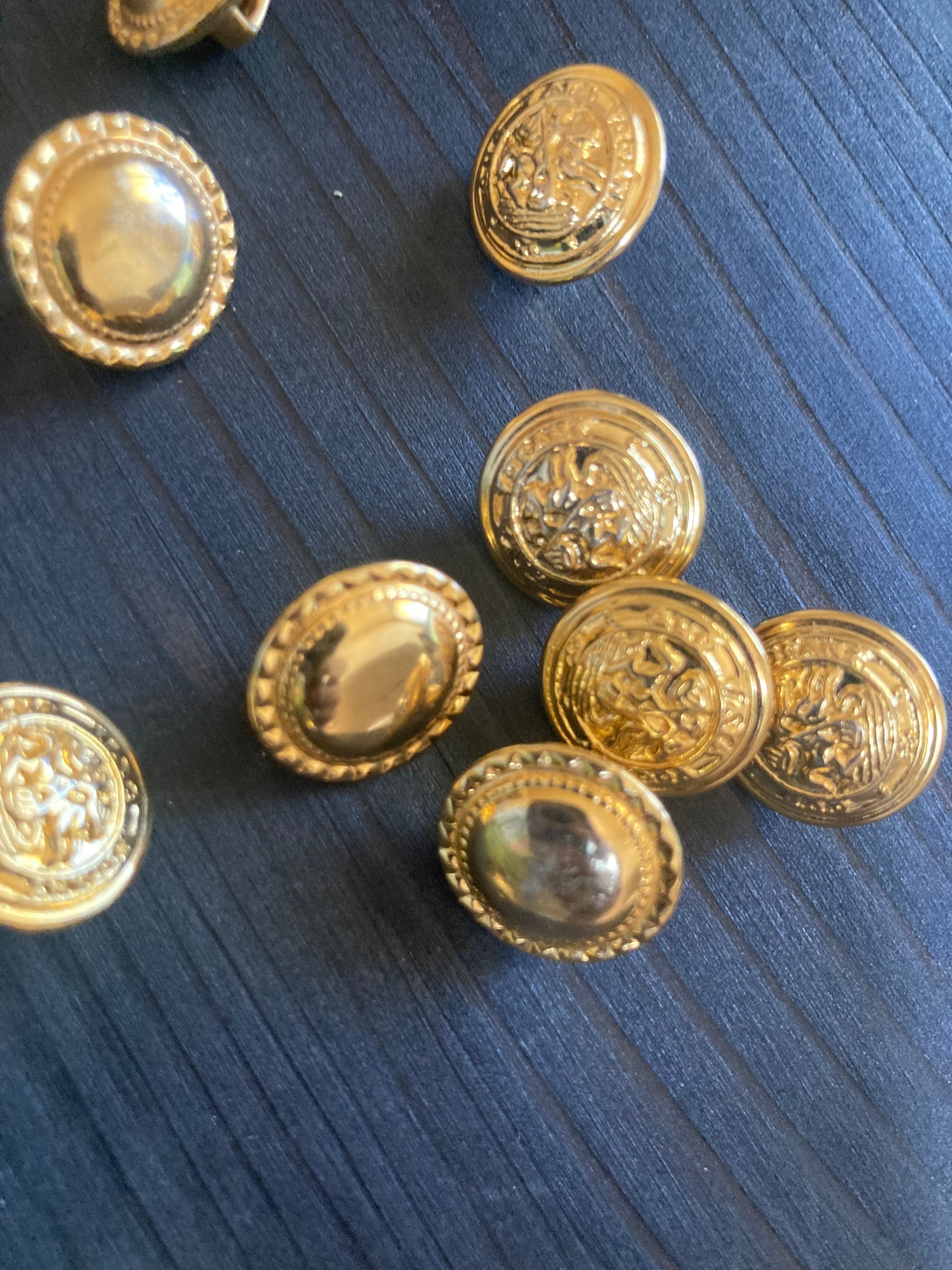 Gold Metal Engraved Buttons Etsy