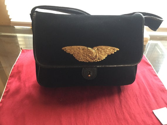 VIntage Leather Purse, Black Suede Purse, Roger V… - image 2