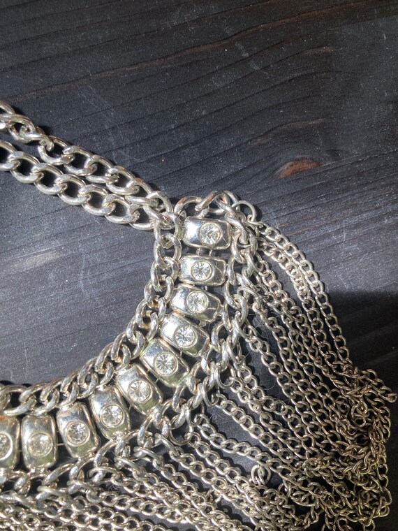 Silver Dangling Statement Necklace Bib - image 7