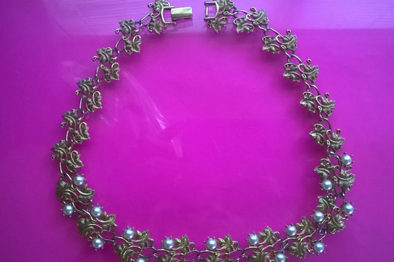 Patent Numbered Gold Napier Choker, Pearl and Gold