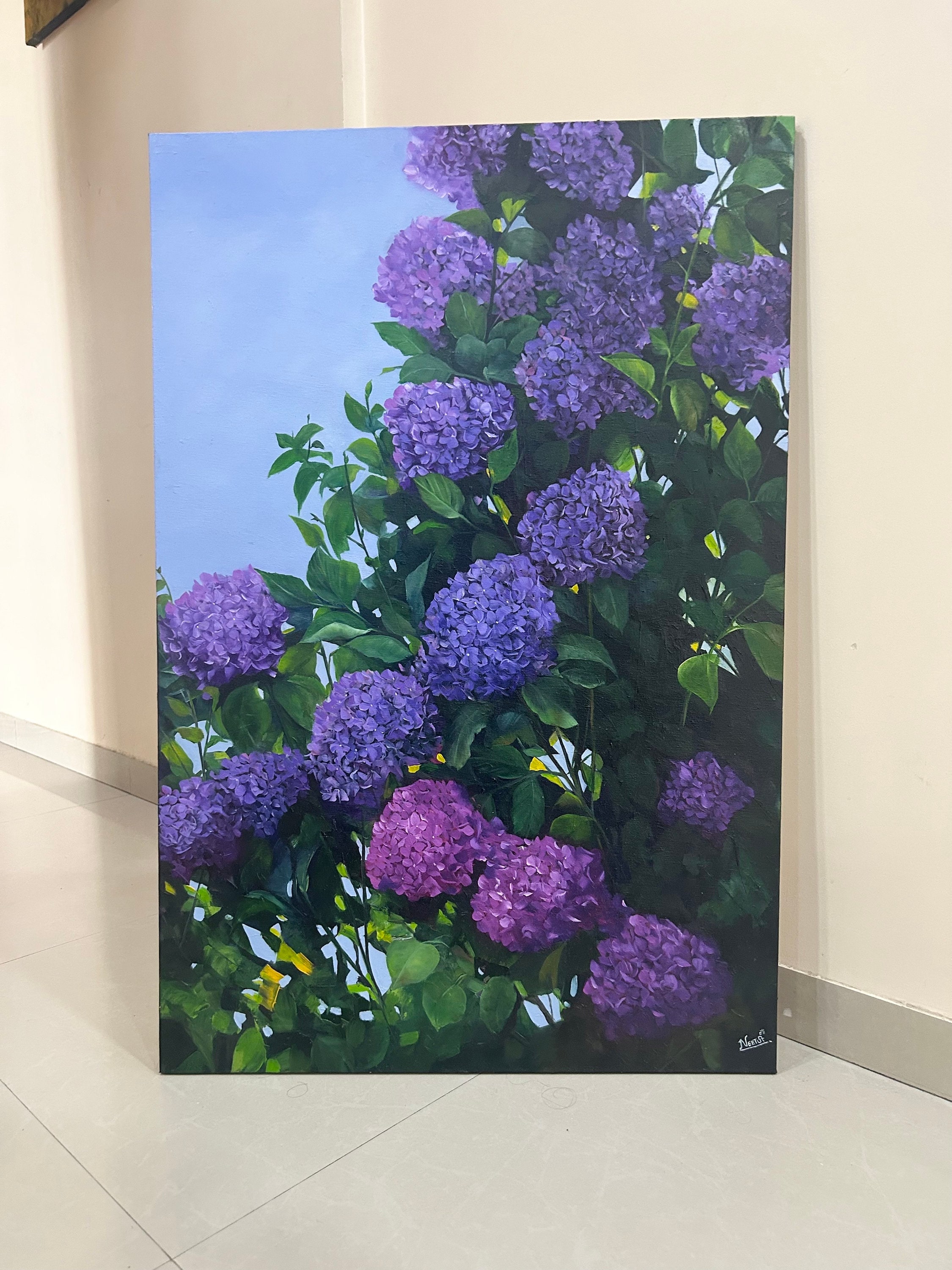 Hydrangea Oil Painting on Canvas: Floral Home Decor - Etsy