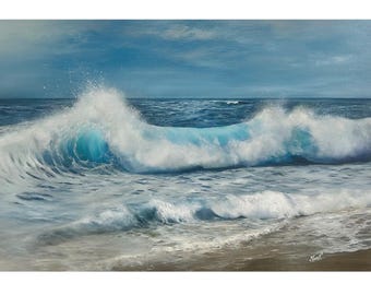 Original Ocean Wave Oil Painting | Large Seascape Artwork, Coastal Wall Art