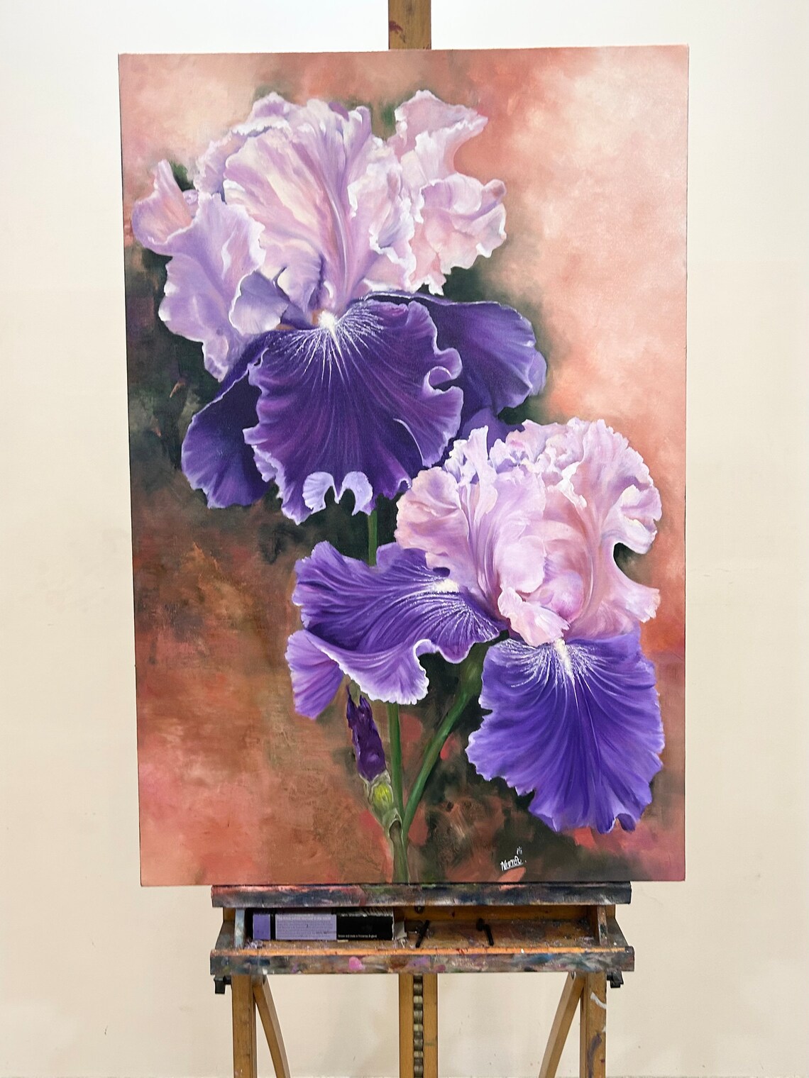 Iris Oil Painting on Canvas Original : Floral Botanical Wall Art - Etsy