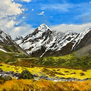 Original Mountain Oil Painting: Autumn Landscape, River Artwork