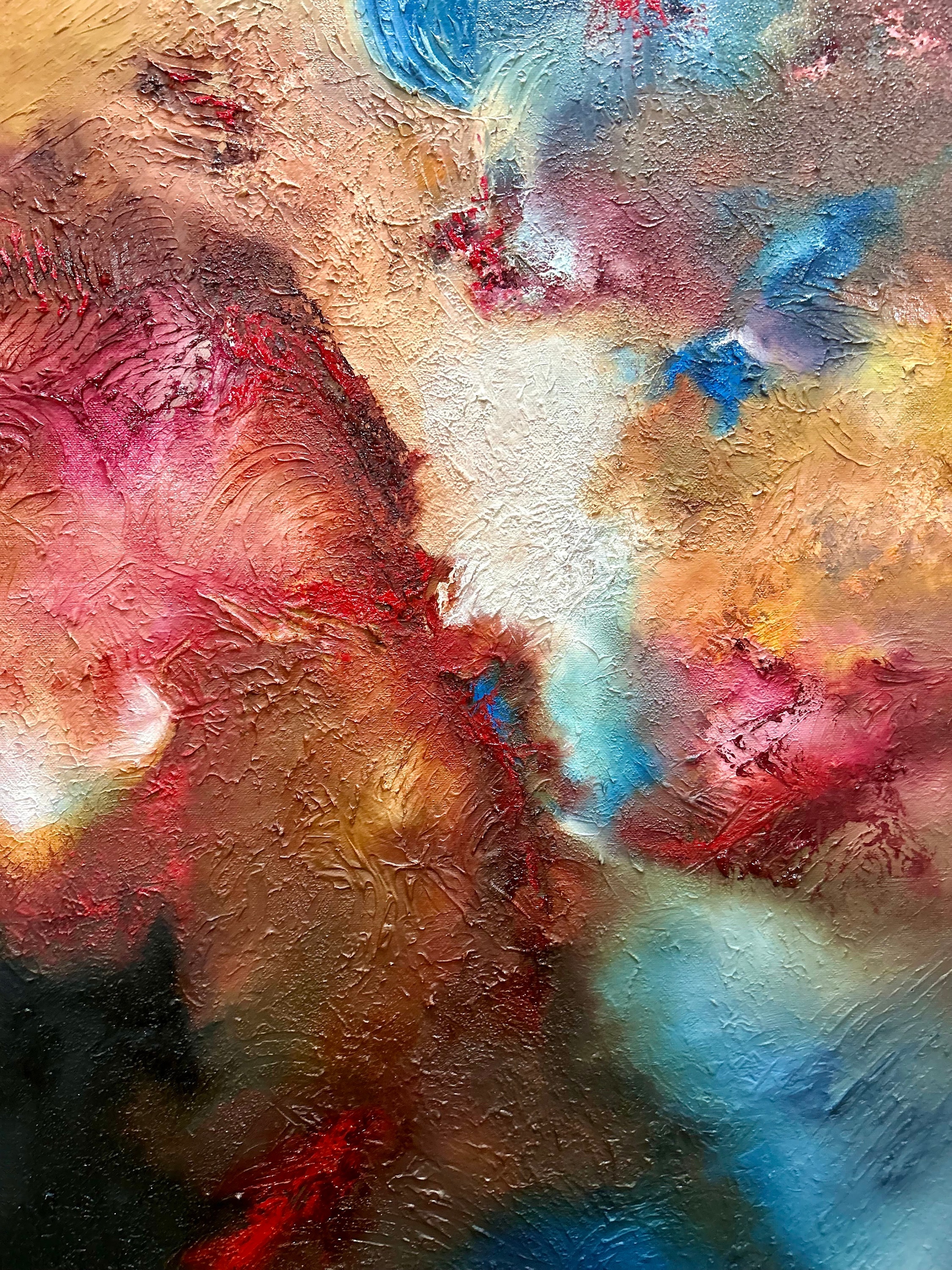 Textured Abstract Oil Painting: Modern Multicolor Wall Art (24x36) - Etsy