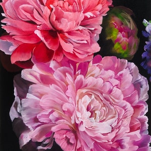 Peonies Oil Painting: Floral Home Decor, Original Art