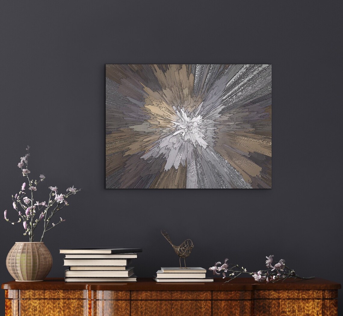 Grey Gold Canvas Wall Art Etsy