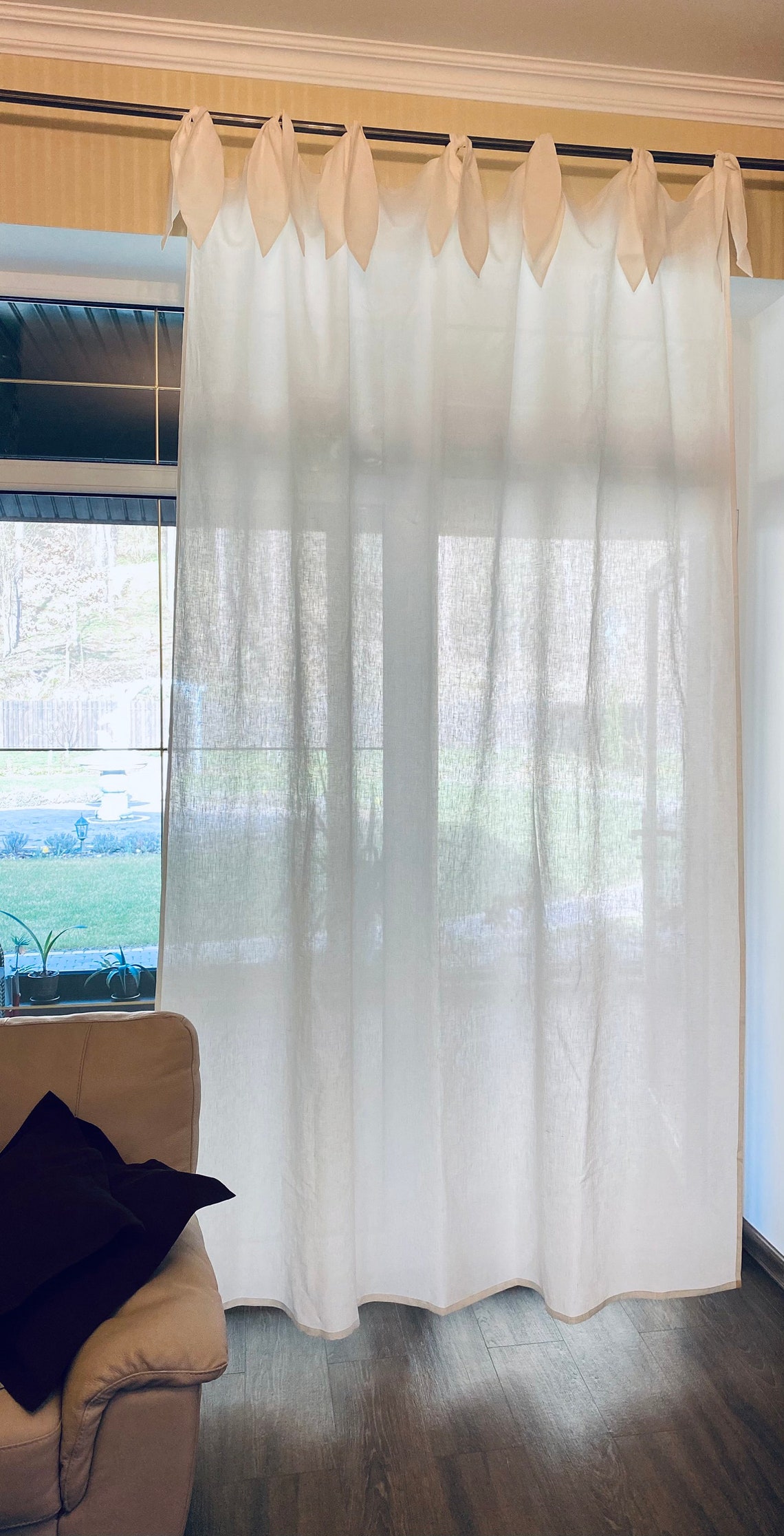 Linen Curtain Panel Luxury Linen Curtains Drawstring Etsy