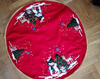 Christmas Tree Skirt /Sequin Christmas Tree Skirt /Felt Christmas Skilt/Embroidered Tree Skirt/Christmas Decor/Bucilla Finished Tree Skirt