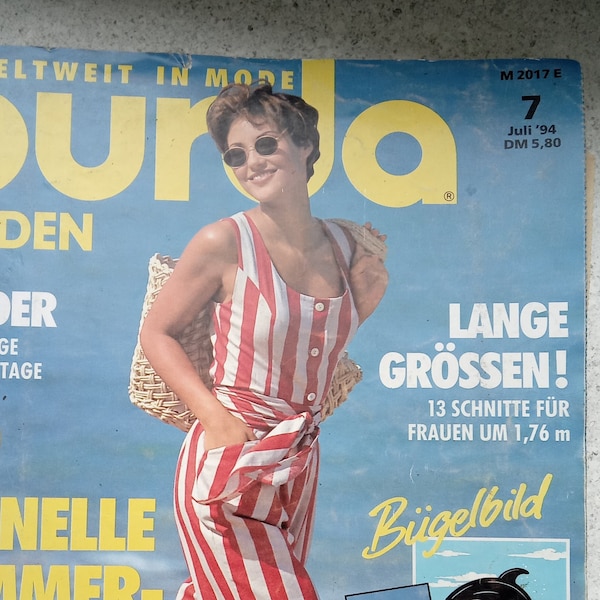 Modemagazin Burda Juli 1994/Schnittmuster/Vintage Schnittmuster/Vintage Modezeitschriften/Schnittmuster für Kinder/