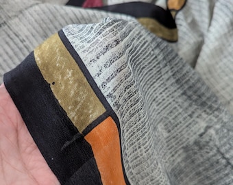 Vintage Indian Silk Sari Fabric, Pure Silk Crepe, Boho Textile, Sewing Fabric by the Yard, Textile Art, Quilting Supply, Craft Fabric
