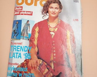 Vintage Fashion Magazine Burda/Burda February 1995/Patterns of the Large Sizes/ Burda in Polish/Vintage Fashion Magazine/Vintage Patterns.