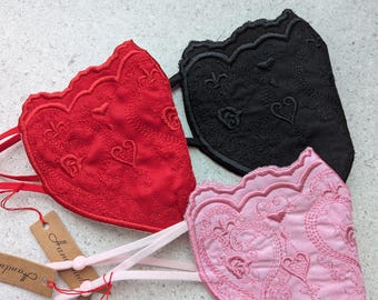 Embroidered Face Mask/Designer Face Mask/Washable Face Mask/Black Face Mask/Linen Face Mask/Women Face Mask/Cotton Face Mask/Allergy Mask