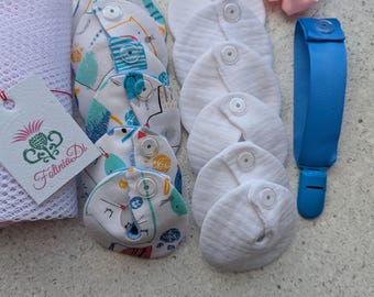 Set of 6 G-tube Pads, laundry bag, fastening/Premium Cotton Feeding Tube Covers Universal Fit/Soft Post-Op/Medical Skin Care/PEG Tube