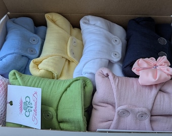 Postpartum Muslin Cloth Pads Set of 6 with Landry Bag, 13" Long Heavy Flow Reusable Pads, Organic Cotton Maternity Pads, Baby Shower Gift