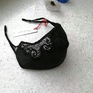 Luxury Face Mask/Fashion Face Mask/Embroidered Face Mask/Black Mask/Lace Face Mask/Designer Face Mask/Cotton Face Mask/Adjustable Face Mask